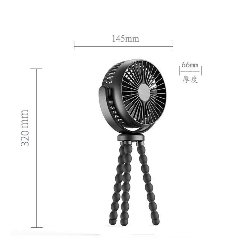 Mini  Octopus Baby Stroller Fan 360 degree Rotation Rechargeable Portable Fan with 5200mAh Battery Can Hang /Stand /Twist