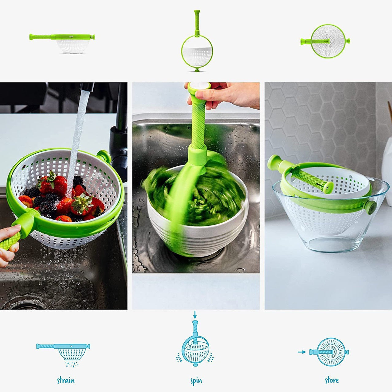 Salad Spinner Salad Rotator Kitchen Vegetable Rotator Vegetable Washing Dehydration Drain Basket